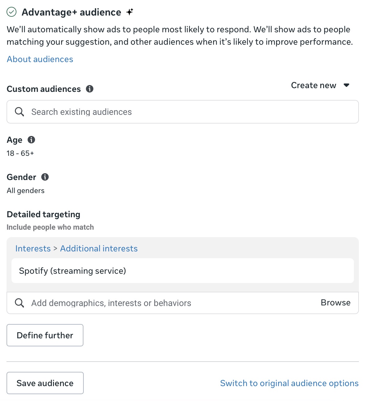 Ads Manager Advantage+ Audience