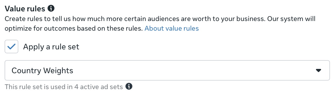Ads Manager Value Rules