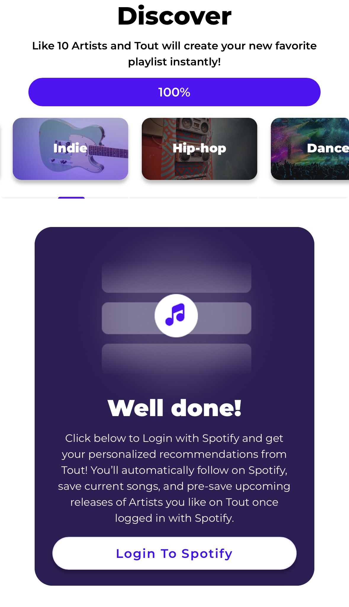 Tout connect with Spotify