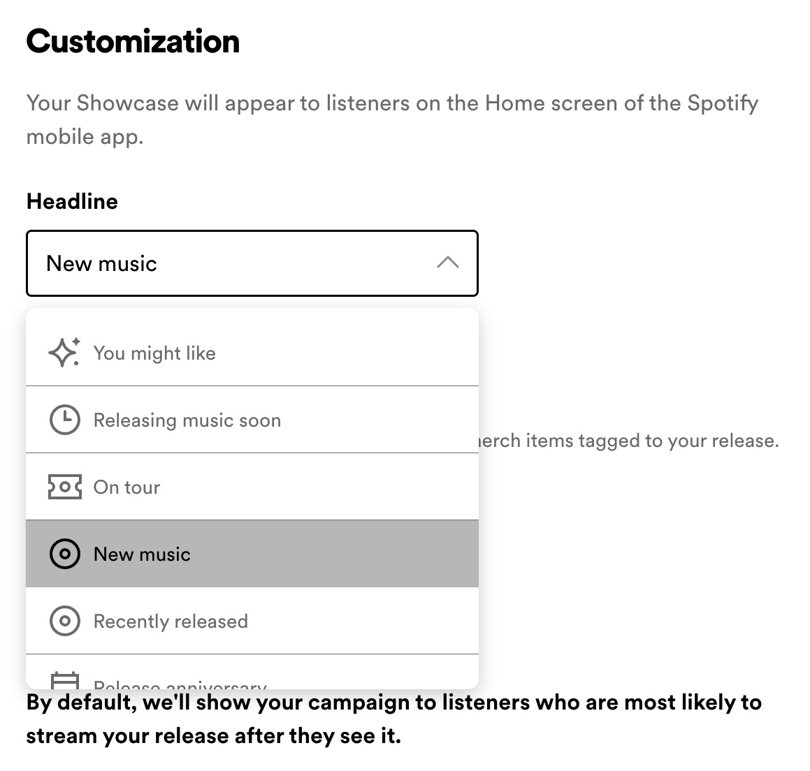 Spotify Showcase headline