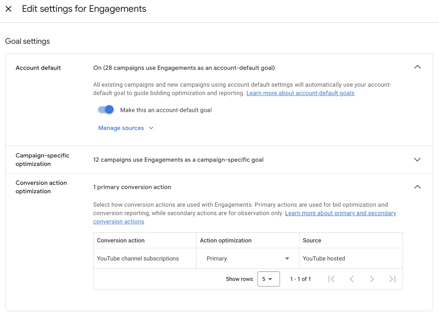 YouTube Ads for Music Engagements Settings